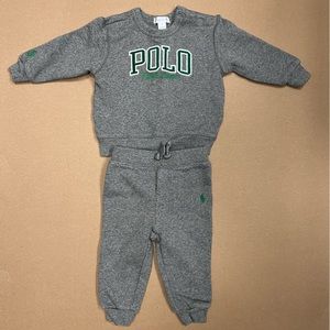 RALPH LAUREN Baby Boy POLO Logo Fleece Sweatsuit Size 12 Months.